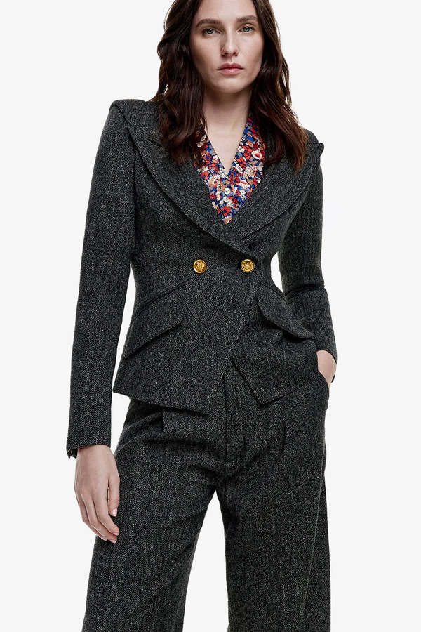 Smythe Crossover Blazer - Black Tweed