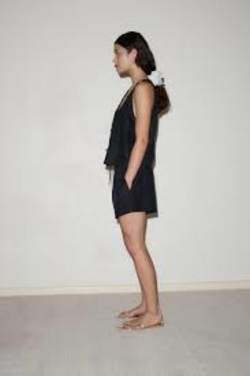 Deiji Studios Open Linen Short Set - Black