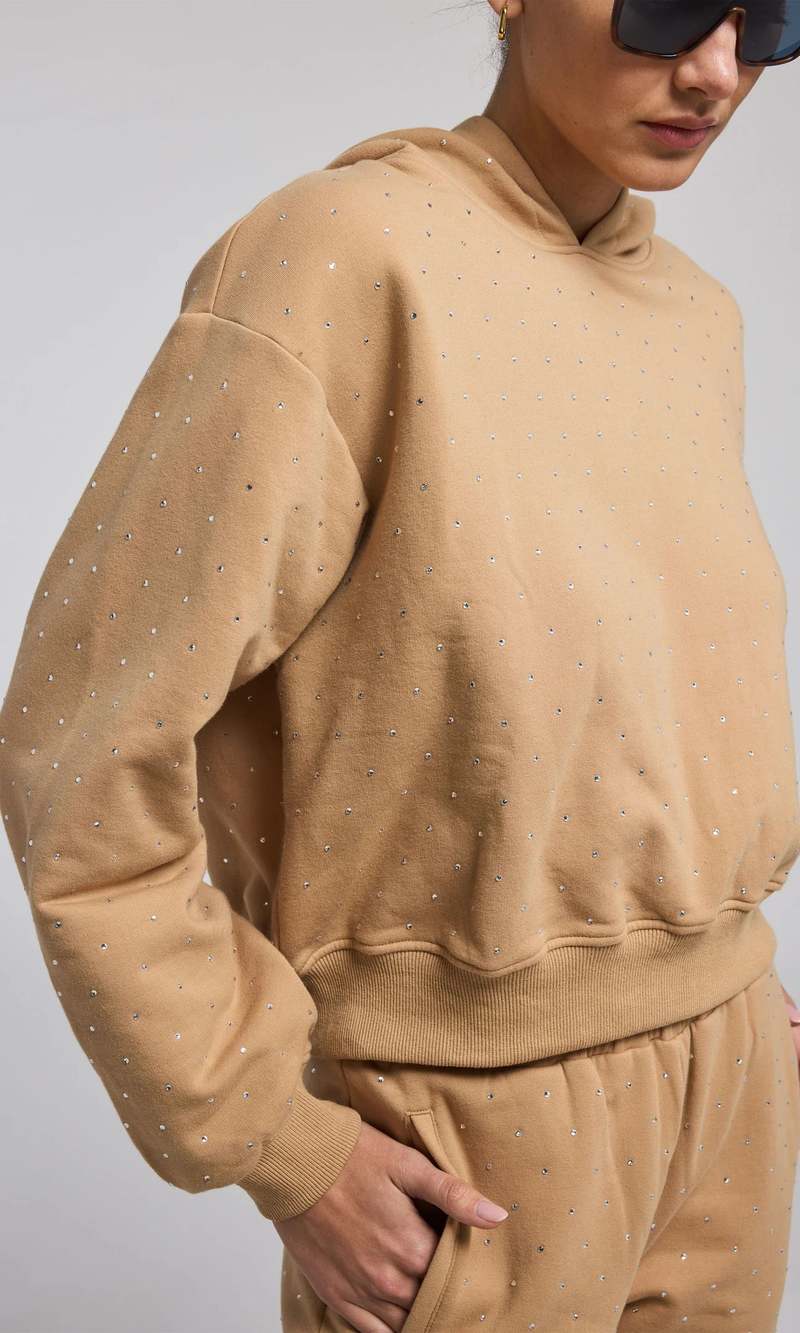 Generation Love Renae Crystal Hoodie - Camel/Clear | Garmentory