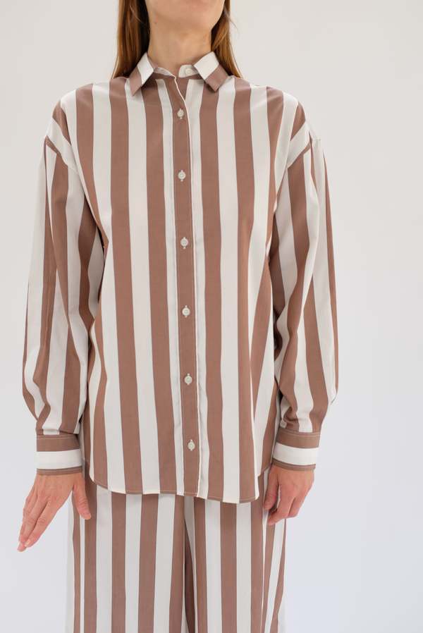 Baserange Loose Ole Shirt - Brown/Stripe | Garmentory