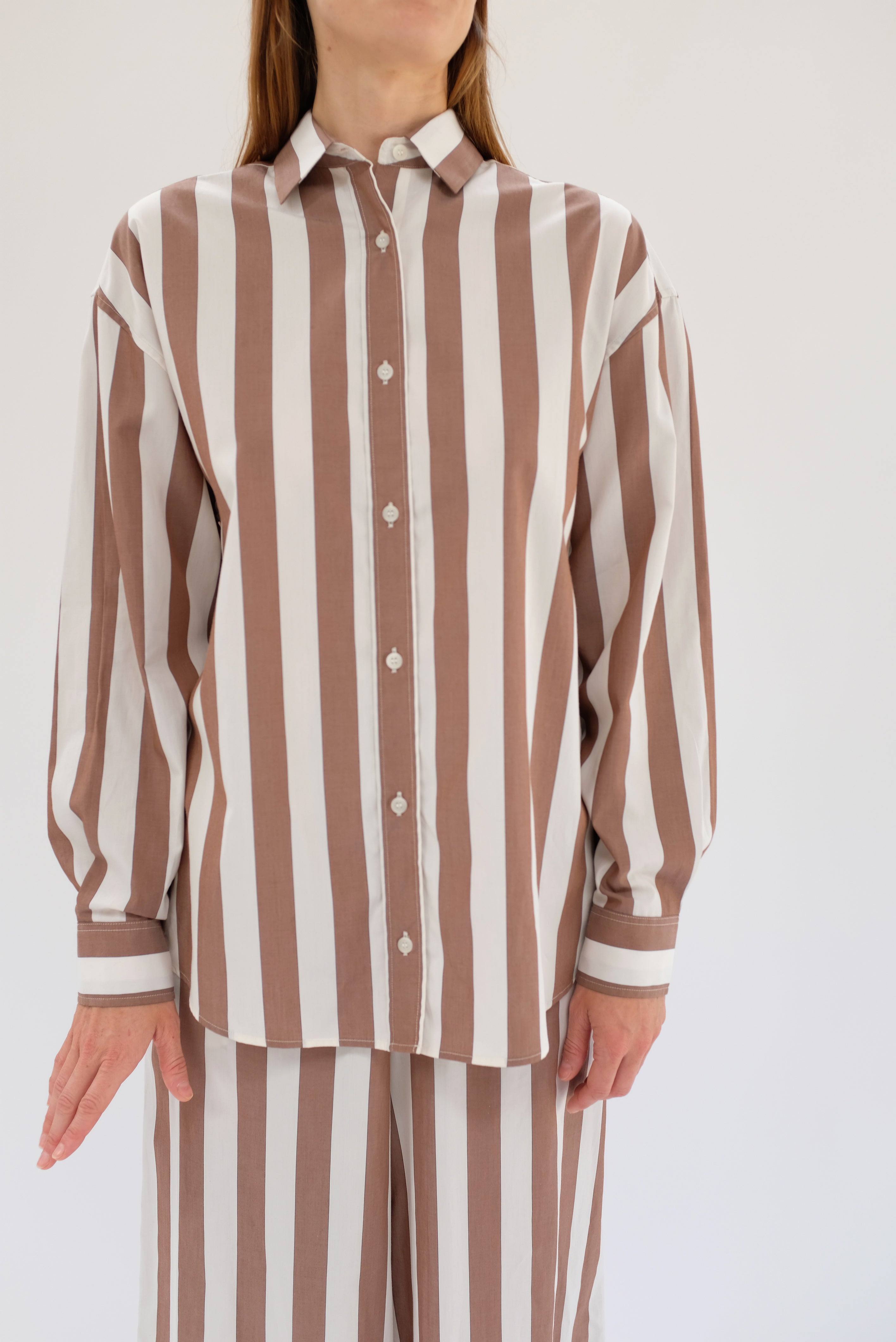 Baserange Loose Ole Shirt - Brown/Stripe | Garmentory