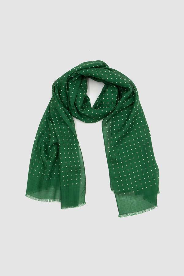 DRAKE'S Polka Dot Tubular Scarff Green