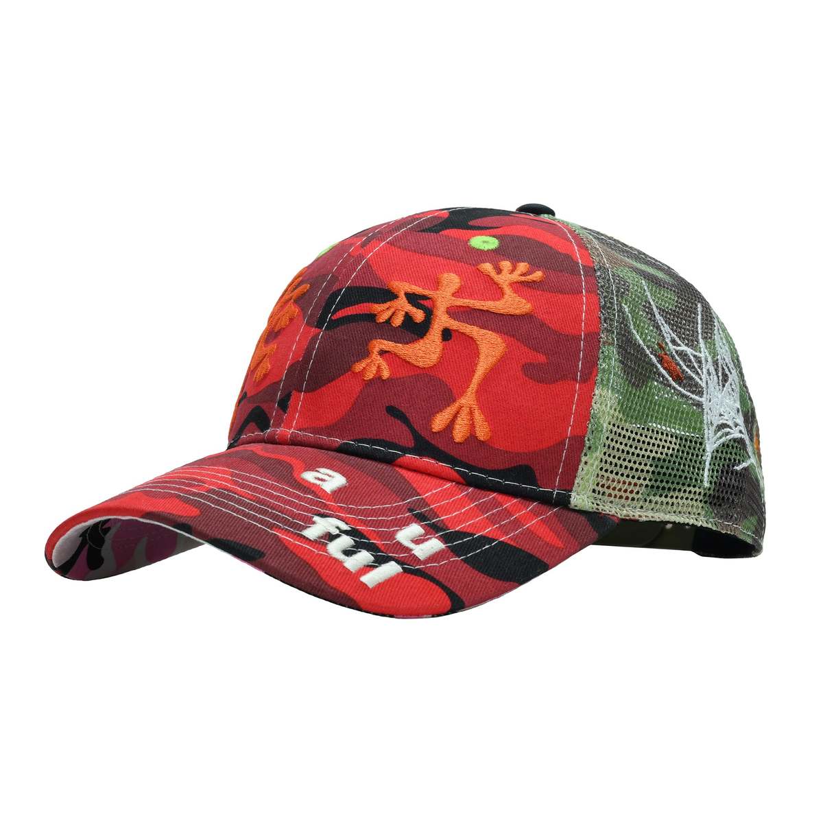 帽子 b.Eautiful Biyu Trucker Hat check camo b.eautiful Biyu Trucker Hat - Red Camo | Garmentory
