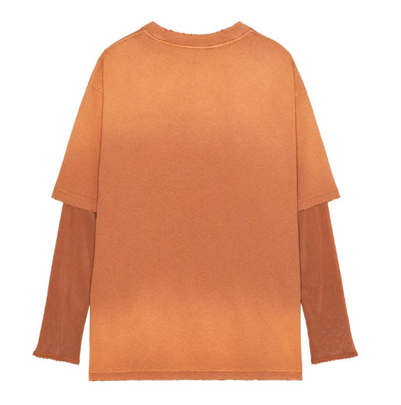 【一枚でもカッコよく♪】Acne Studios Woman T-Shirt Rust Acne Studios - Sheer Knit T-Shirt in Faded Pink - A60489-COA