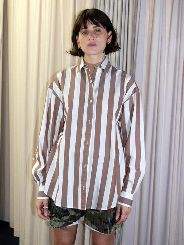 Baserange Loose Ole Shirt - Brown/White Stripe | Garmentory