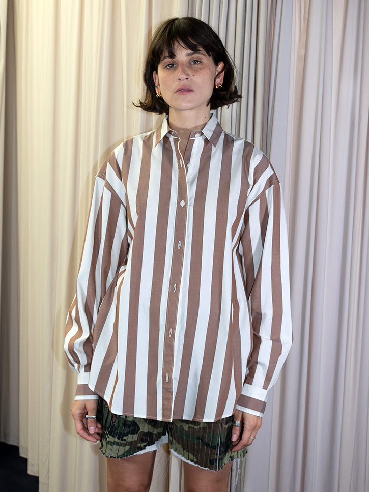 BASERANGE OLE SHIRT ストライプ シャツ オーバーサイズ BASERANGE（ベースレンジ）の「＜BASERANGE＞OLE ストライプ シャツ