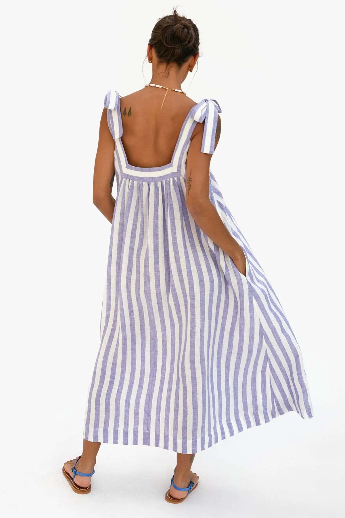 Clare V. Rosalie Dress - Purple Stripe - Image 4 of 4