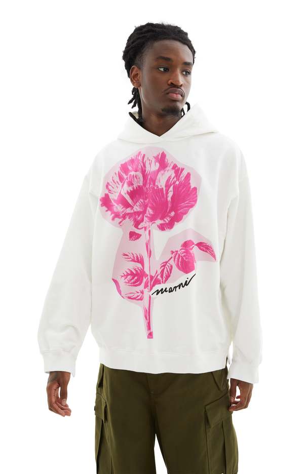 ★MARNI★ Floral Print Logo Hood Natural White FUMU0067PNUSC Marni-Flower-Printed-Cotton-