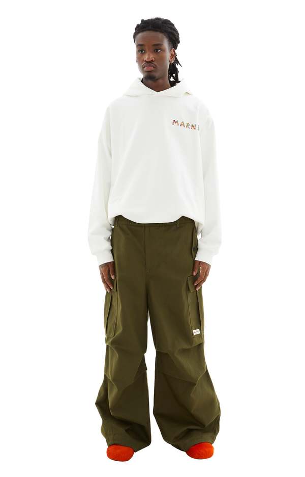 Marni Gabardine Workwear Drawstring Cargo Pants - Leaf Green
