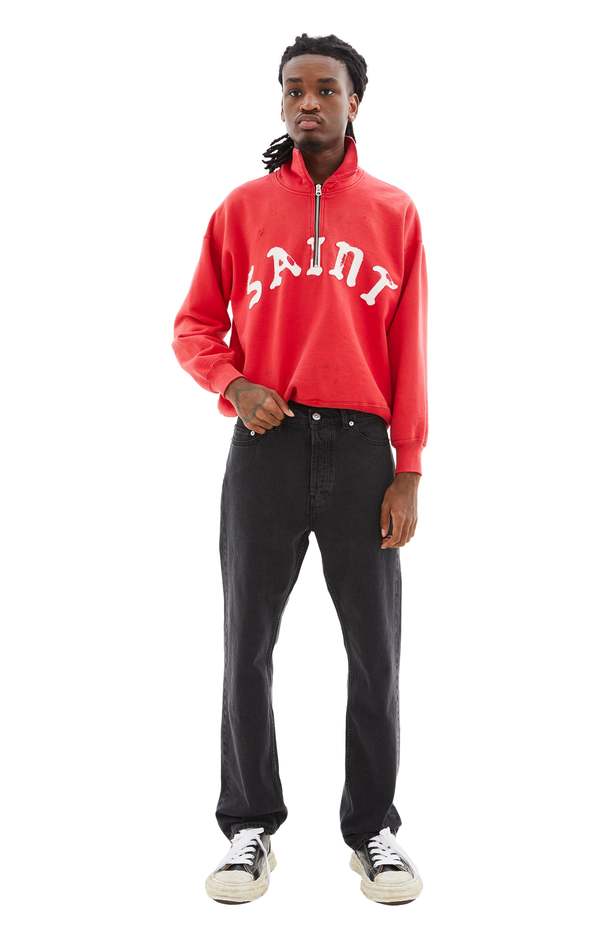 Half-Zip Saint Logo Sweatshirt (Red) | Garmentory
