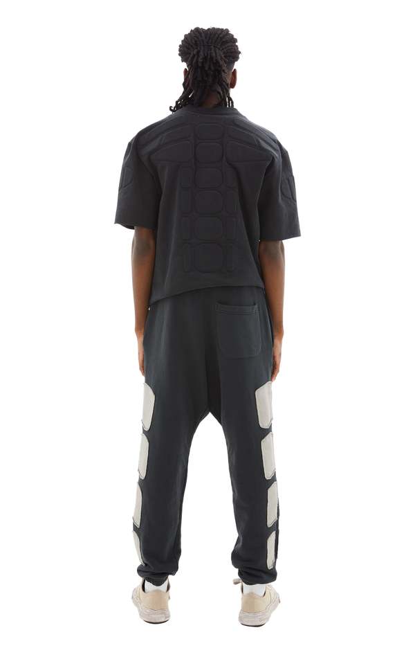 Satoshi Nakamoto Patchwork Moto Sweatpants - Destroyed Black