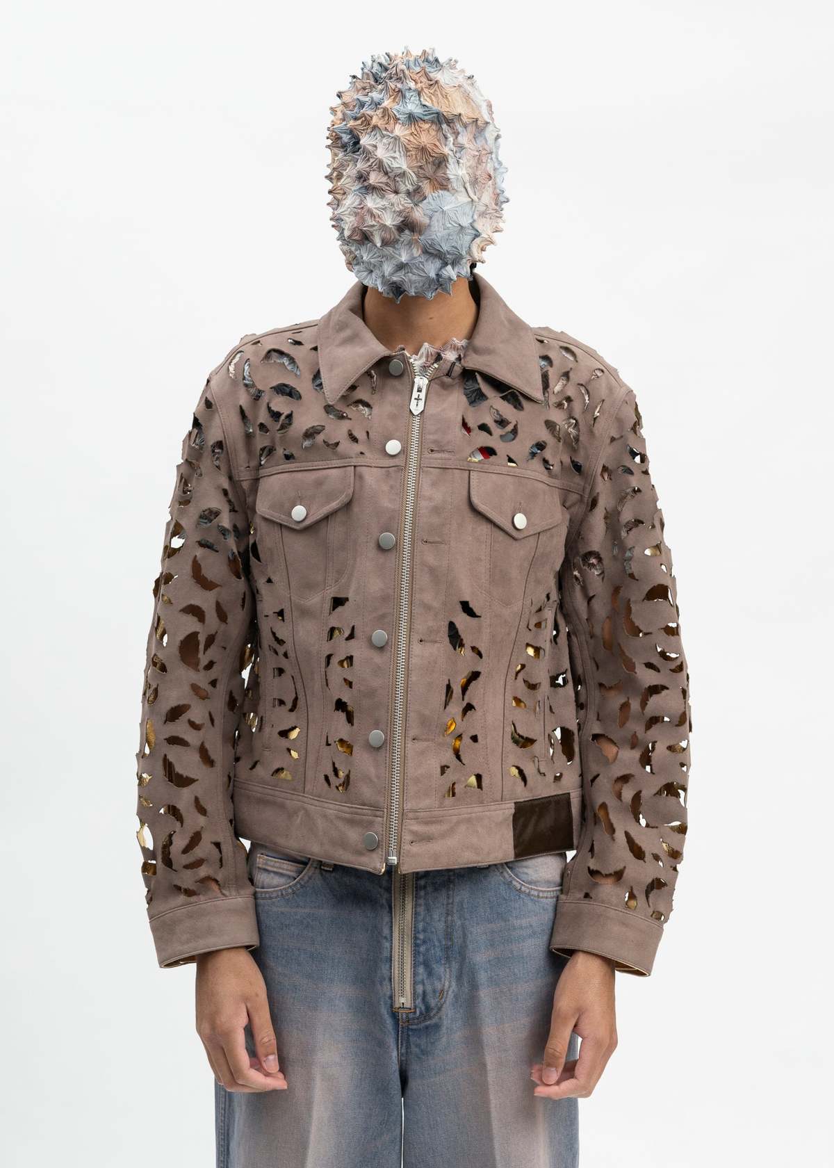 MASU WING-CUT LEATHER TRUCKER JACKET