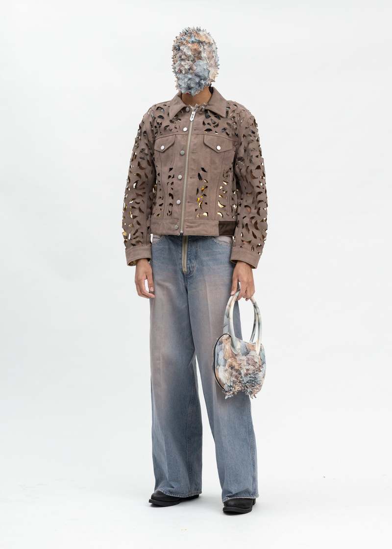 MASU WING-CUT LEATHER TRUCKER JACKET Masu Wing-cut Leather Trucker