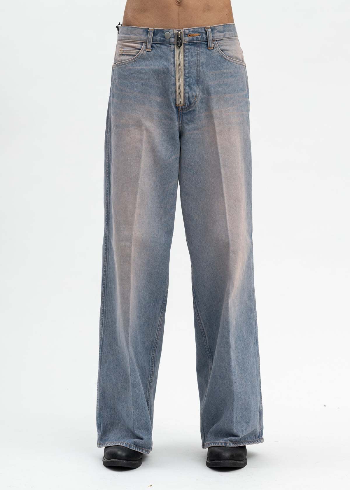 MASU BAGGY JEANS OVER DYE PINK INDIGO