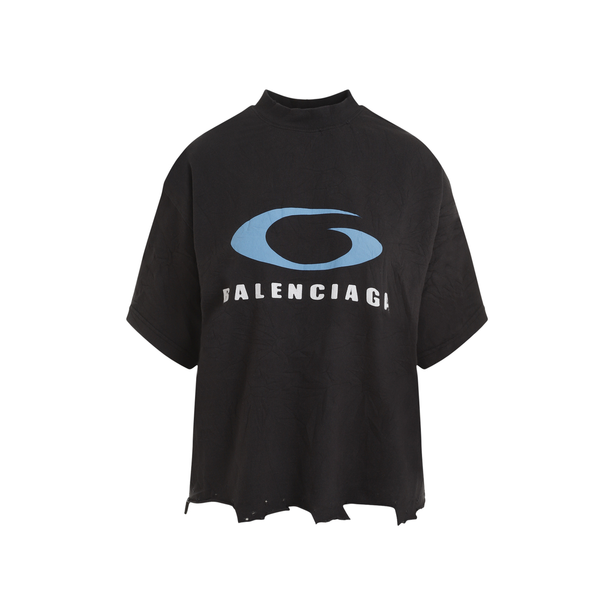 Tシャツ・カットソー BALENCIAGA Woman T-Shirt Blue 764235TIV52 9798 Balenciaga Logo Chest Printing Alphabet Loose Short Sleeve