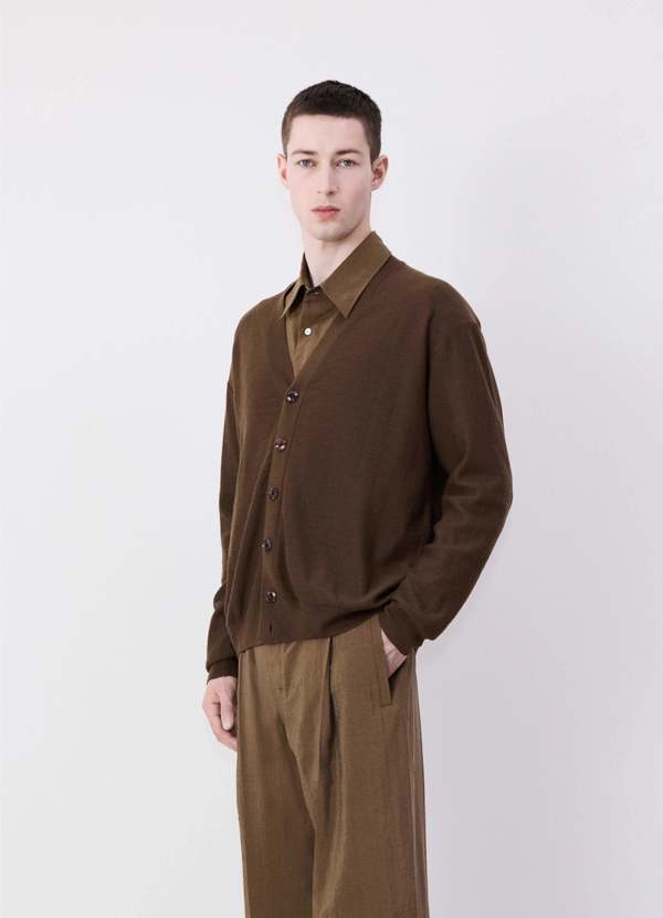 Lemaire Relaxed Twisted Cardigan - Hazelnut Brown | Garmentory