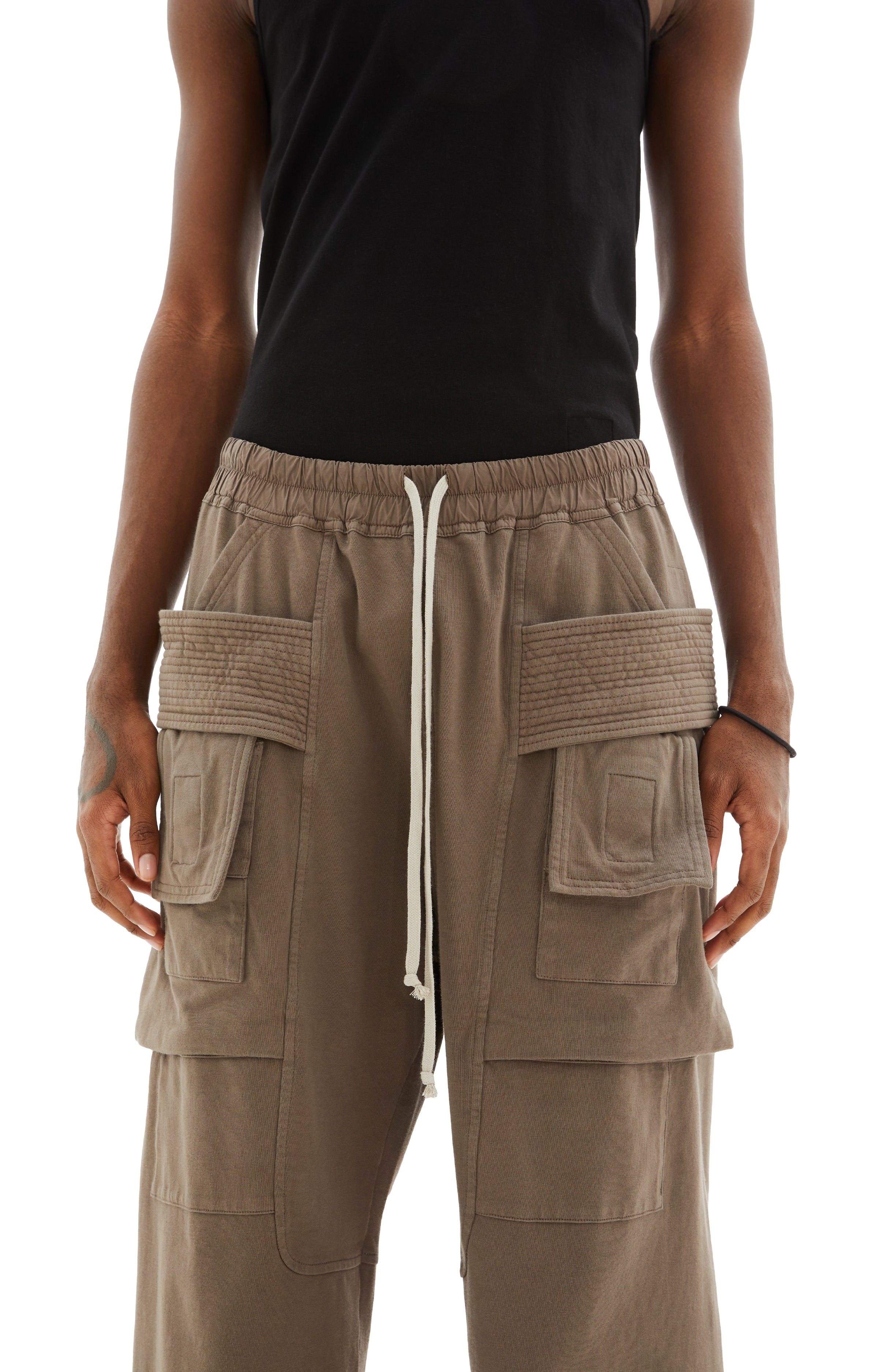 Rick Owens Creatch Cargo Wide Drawstring Pants - Dust | Garmentory