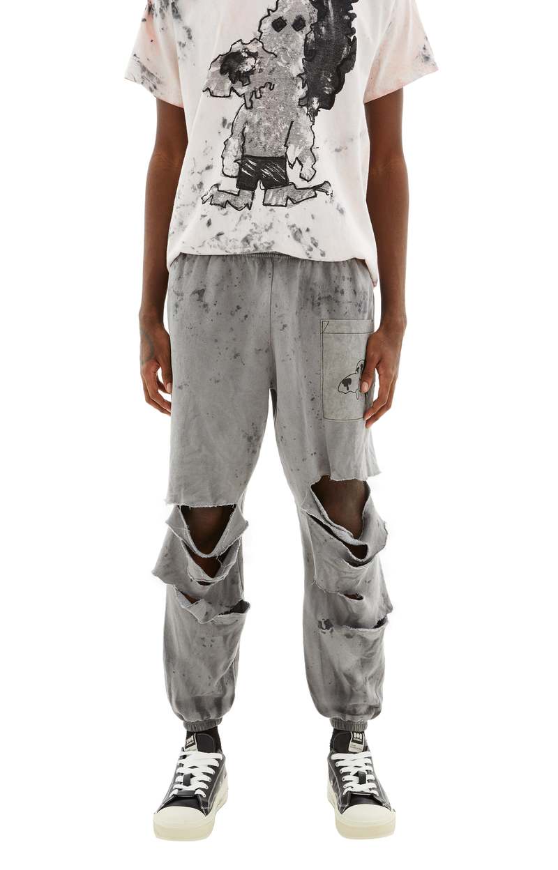 WESTFALL Melting Snoppy Pocket Destroyed Sweatpants - Dirty