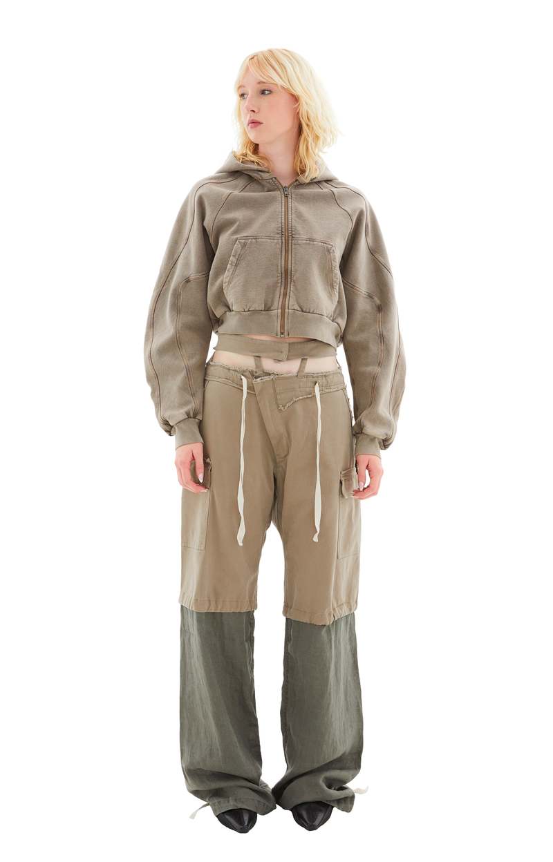 Ottolinger Multiline Zip Hoodie - Light Brown | Garmentory