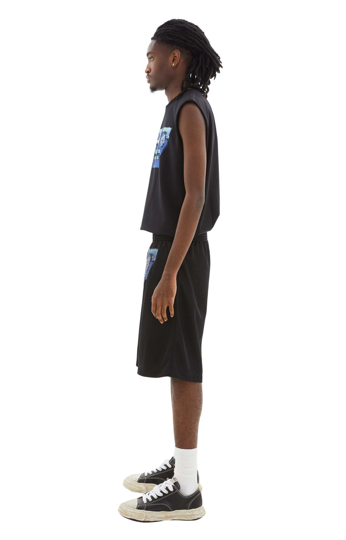 SKY HIGH FARM WORKWEAR SHF Sand Mesh Shorts - Black | Garmentory