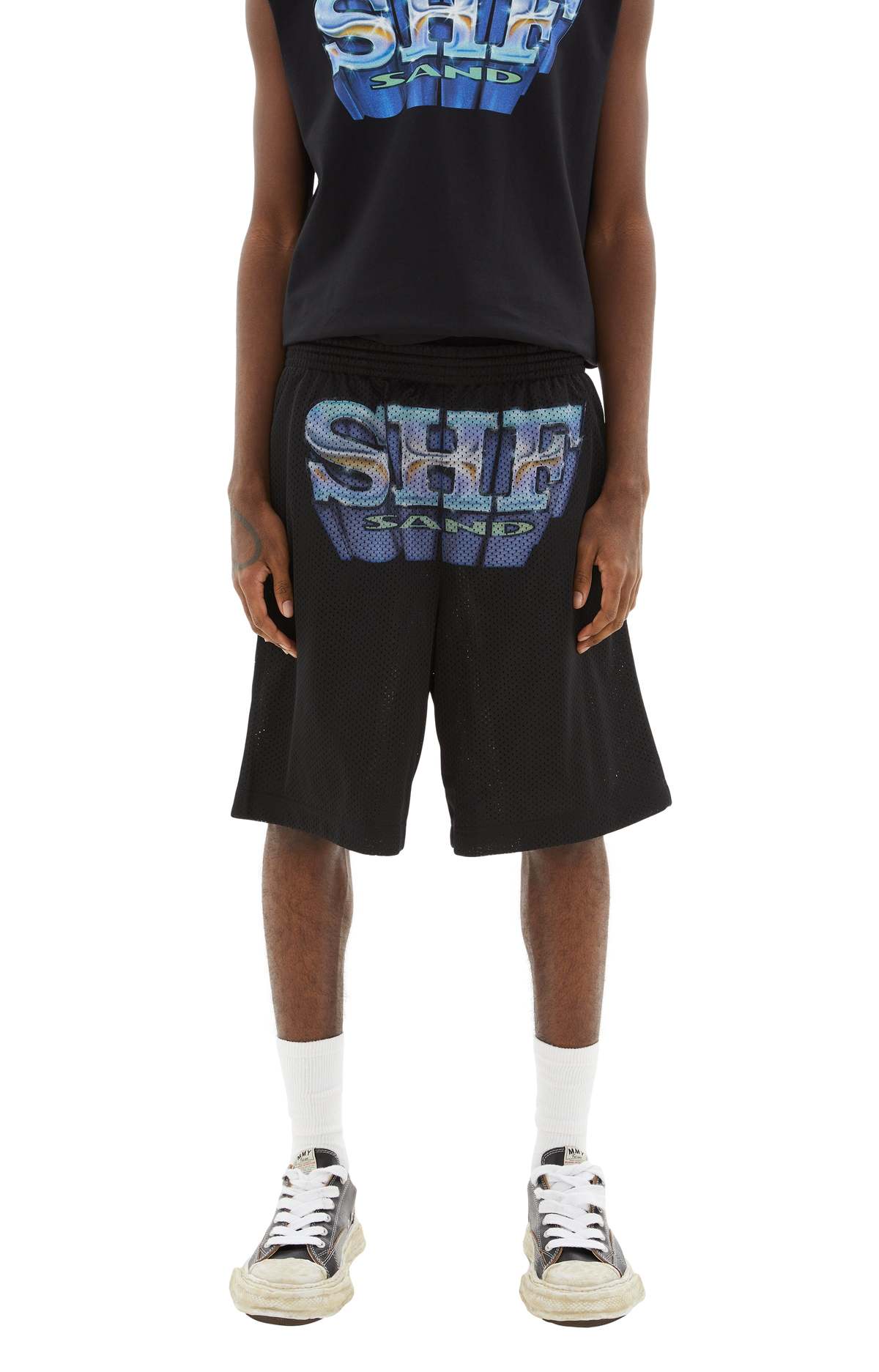 【SKY HIGH FARM WORKWEAR】SHF SAND Msize SKY HIGH FARM WORKWEAR SHF Sand Mesh Shorts - Black | Garmentory
