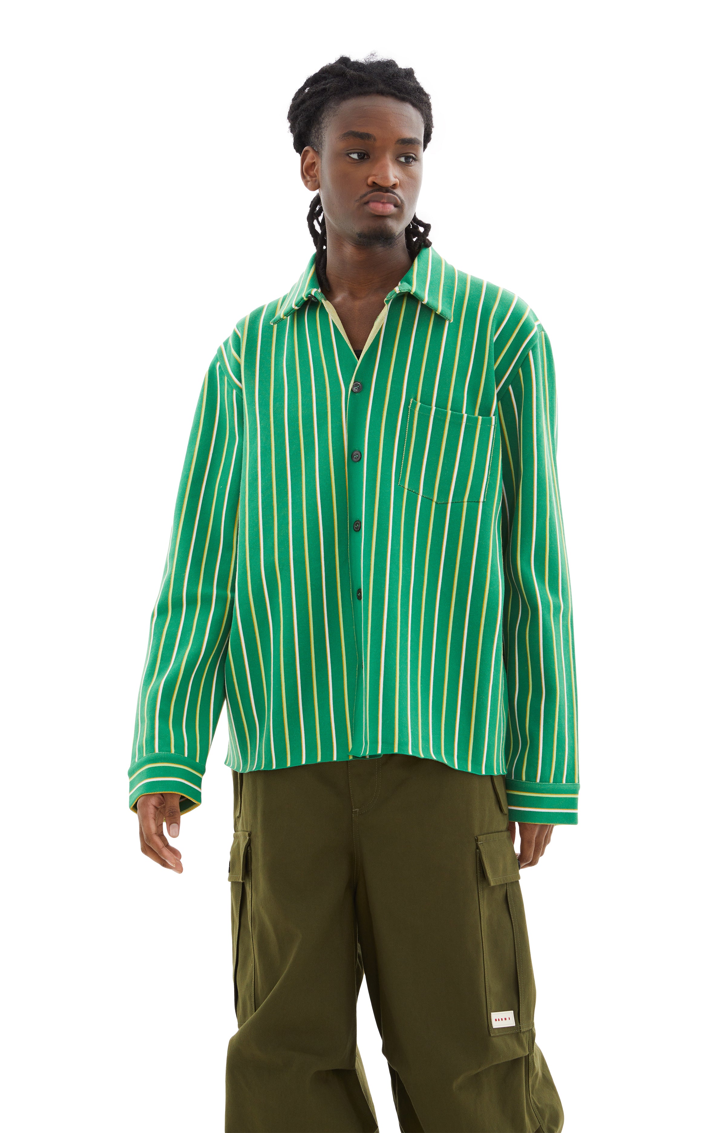 Marni Striped Techno Knit Shirt - Sea Green | Garmentory
