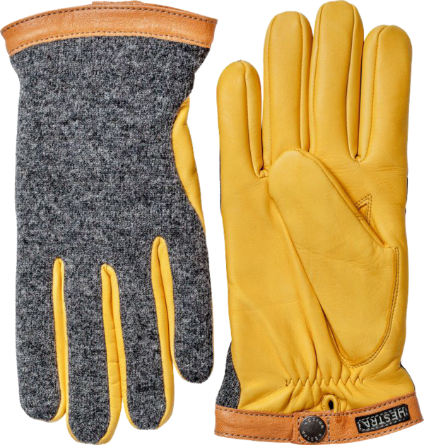 Hestra Deerskin Wool Tricot, Charcoal / Natural Yellow Hestra Deerskin Wool Tricot, Charcoal / Natural Yellow