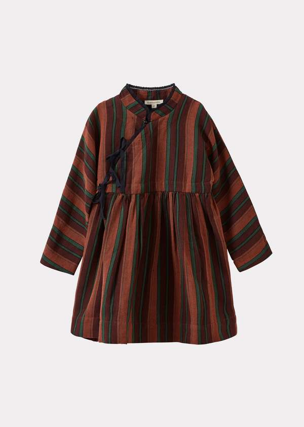 Caramel KAI TEEN COTTON & LINEN DRESS - MULTI STRIPES