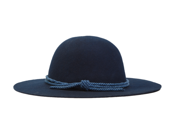 Felt Hat with Band, Navy w/ indigo rope Felt Hat with Band, Navy w/ indigo rope