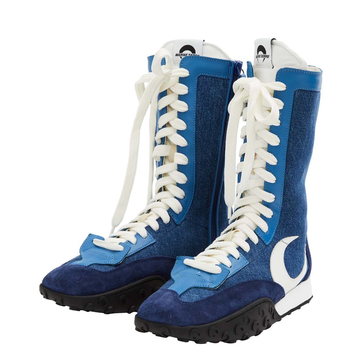 MARINE SERRE DS Denim MS Rise High Sneakers - Blue | Garmentory