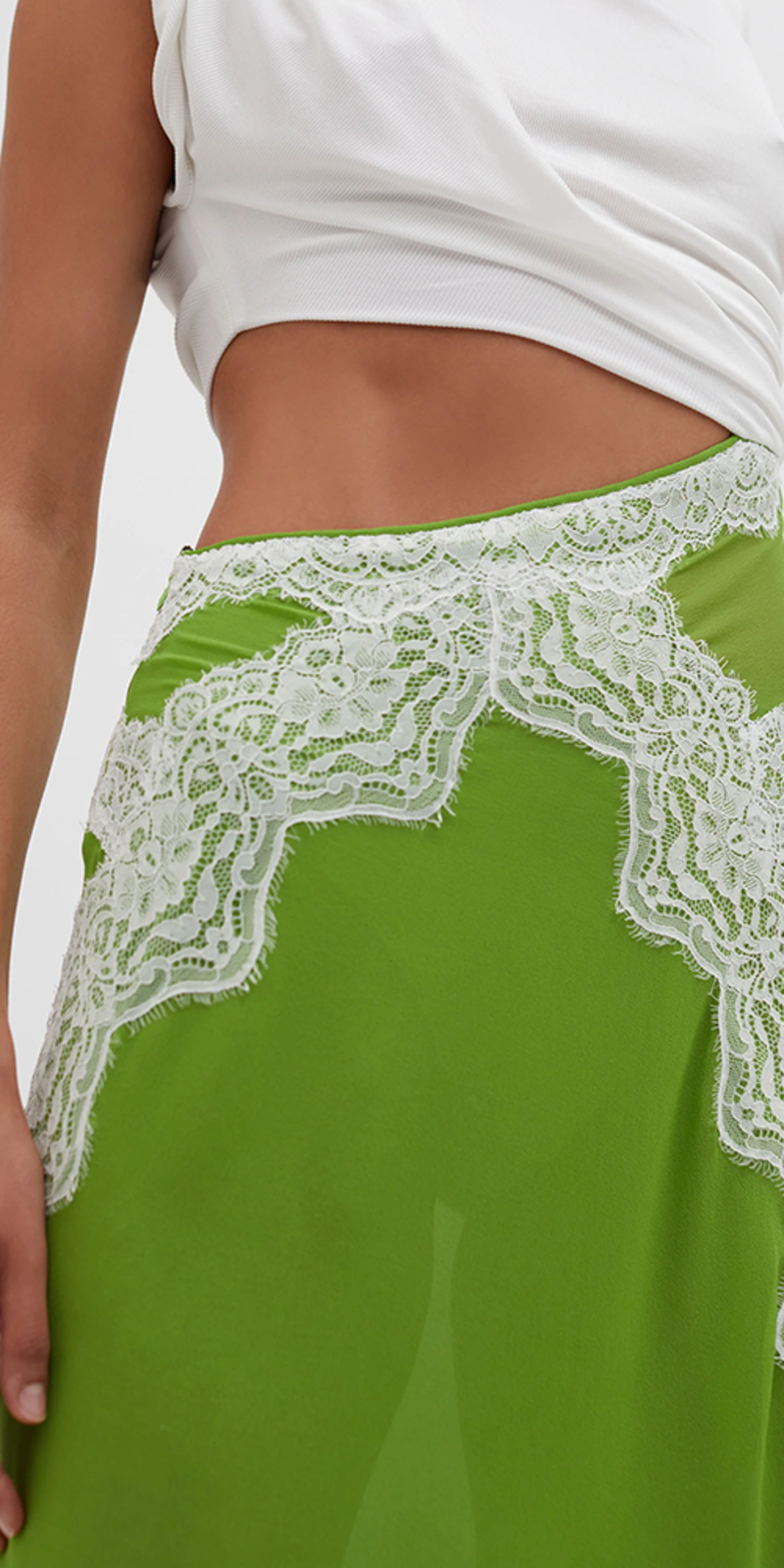 slim fit dress slacks Christopher Esber Green Arboreal Distressed Lace Jeans main image 0