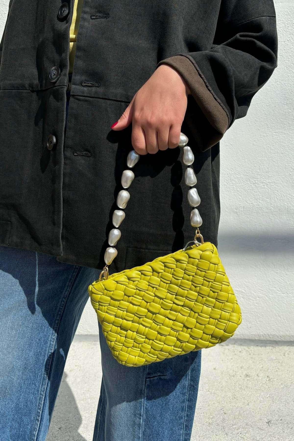 Clare V. Estelle Bag - Puffy Woven Chartreuse | Garmentory