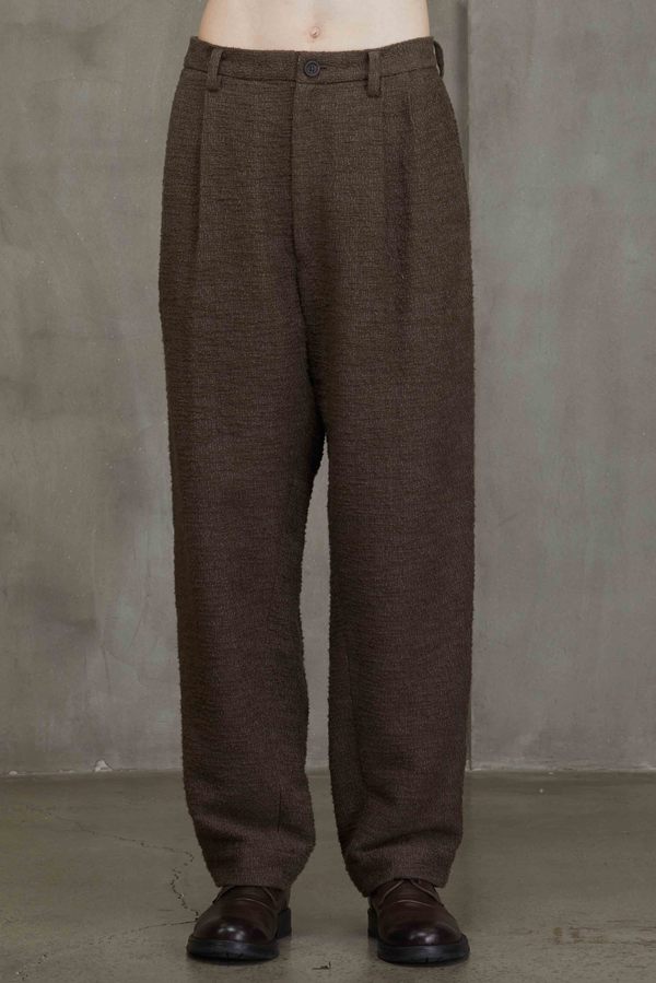 Straight Leg Pleated Trousers in Rock