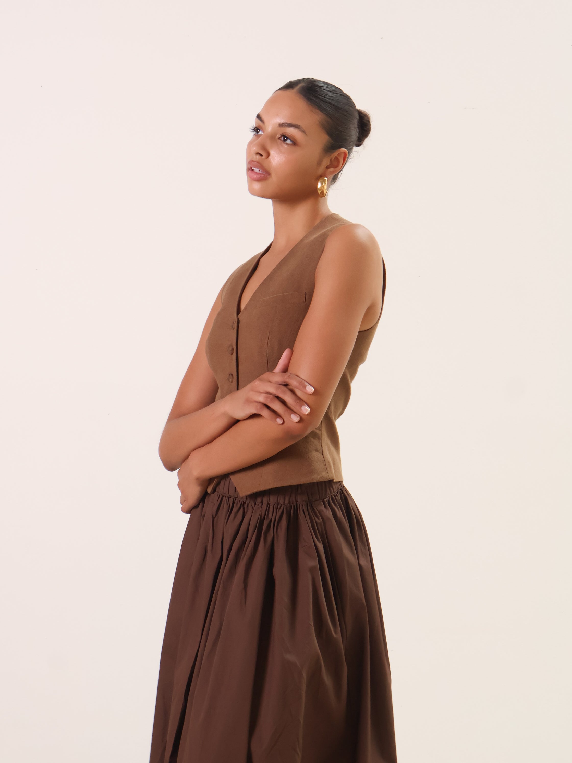 Spotty Bubble Skirt in Brown