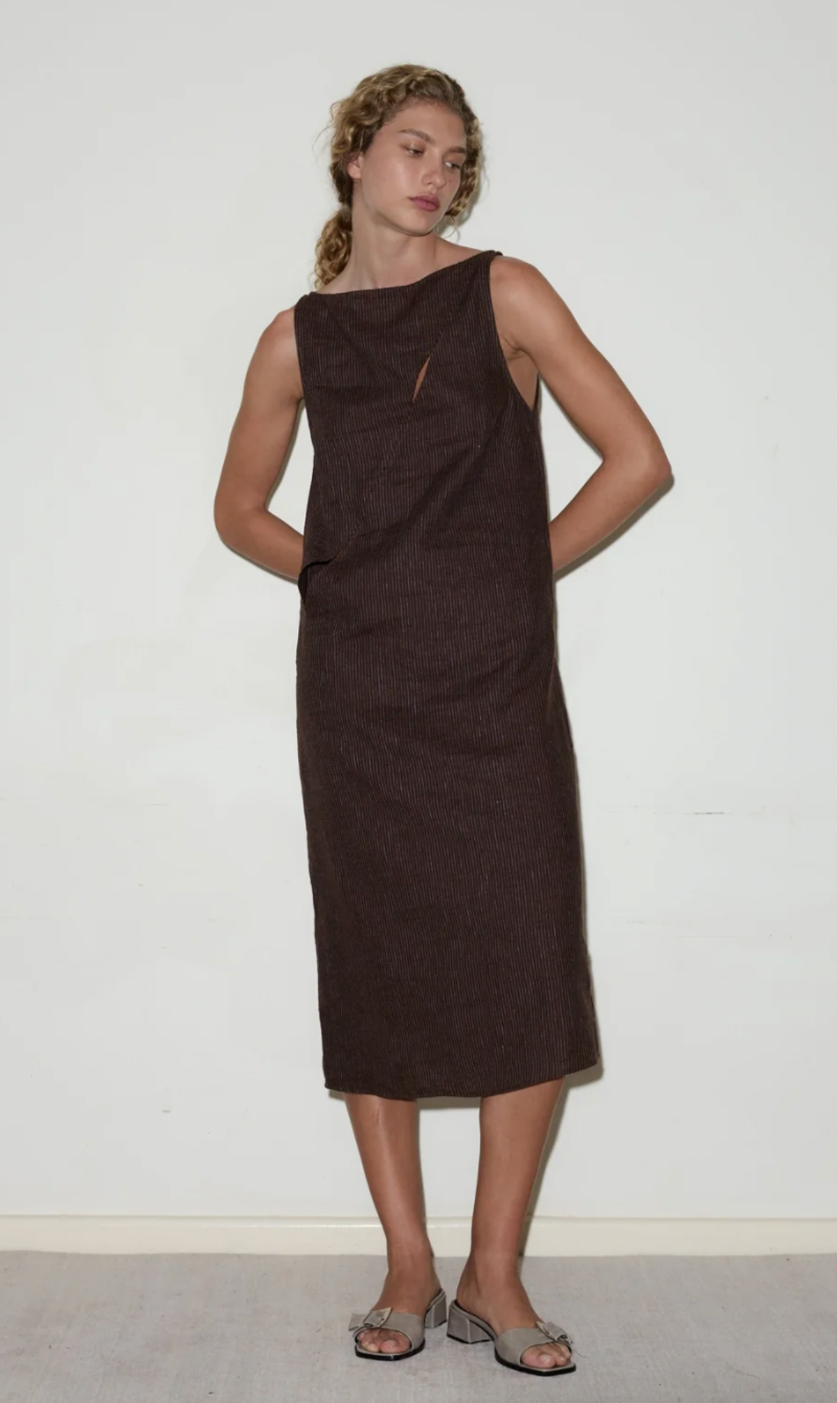 Deiji Studios High Tie Dress - Royal Stripe - Image 1 of 4