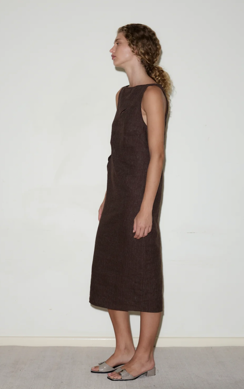 Deiji Studios High Tie Dress - Royal Stripe