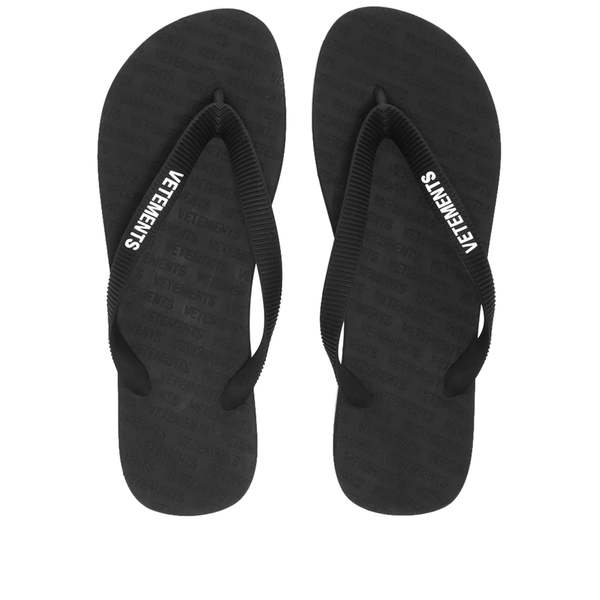 Vetements Logo Flip Flops - Black