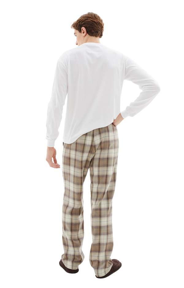 Auralee Super Light Wool Check Easy Slacks - Brown | Garmentory