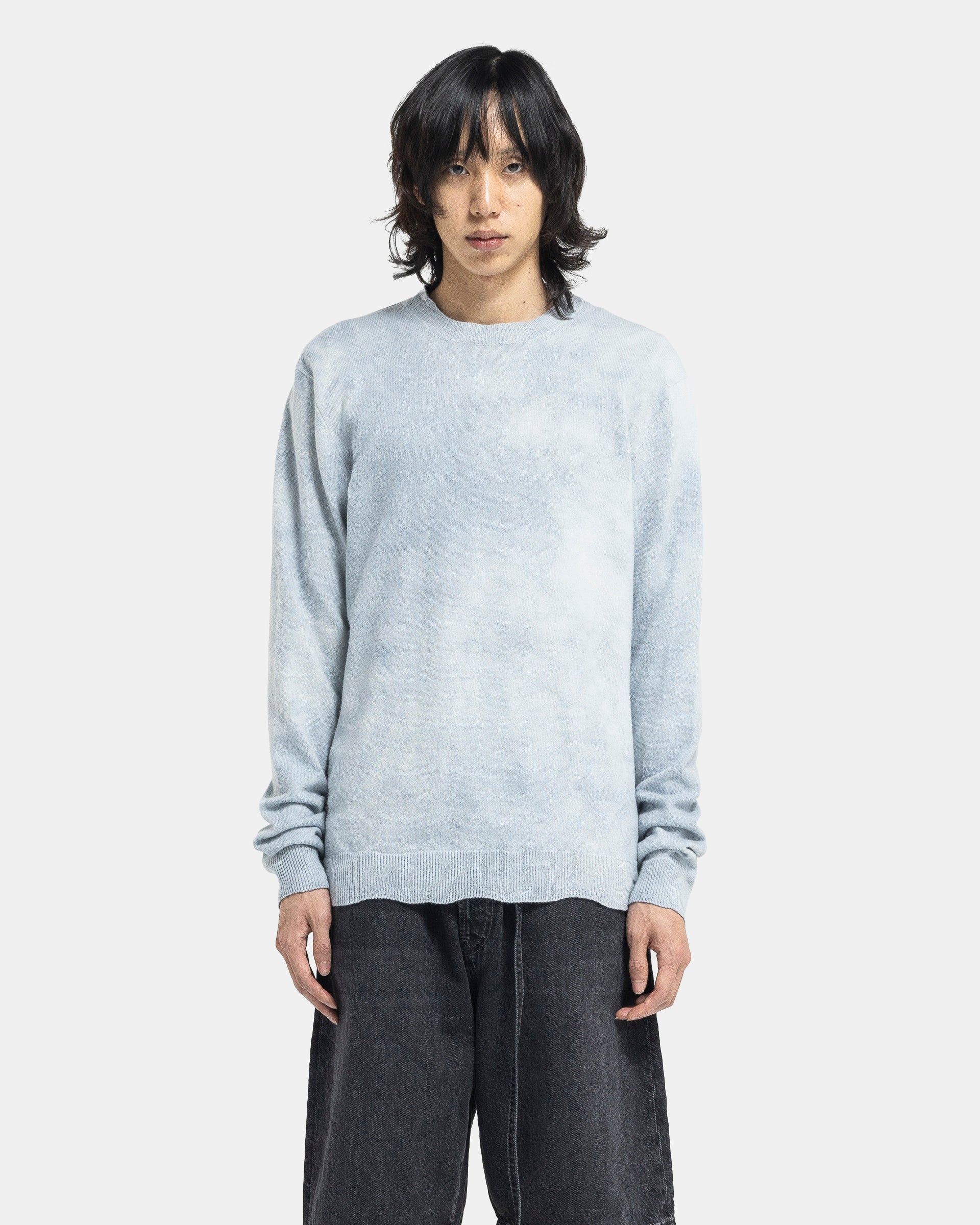 YOKE STILL JACQUARD CREWNECK DUSTY BLUE yoke Still Jacquard
