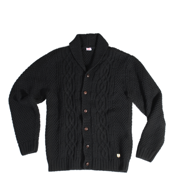 Wool / Alpaca Cable Knit Cardigan, Black Wool / Alpaca Cable Knit Cardigan, Black