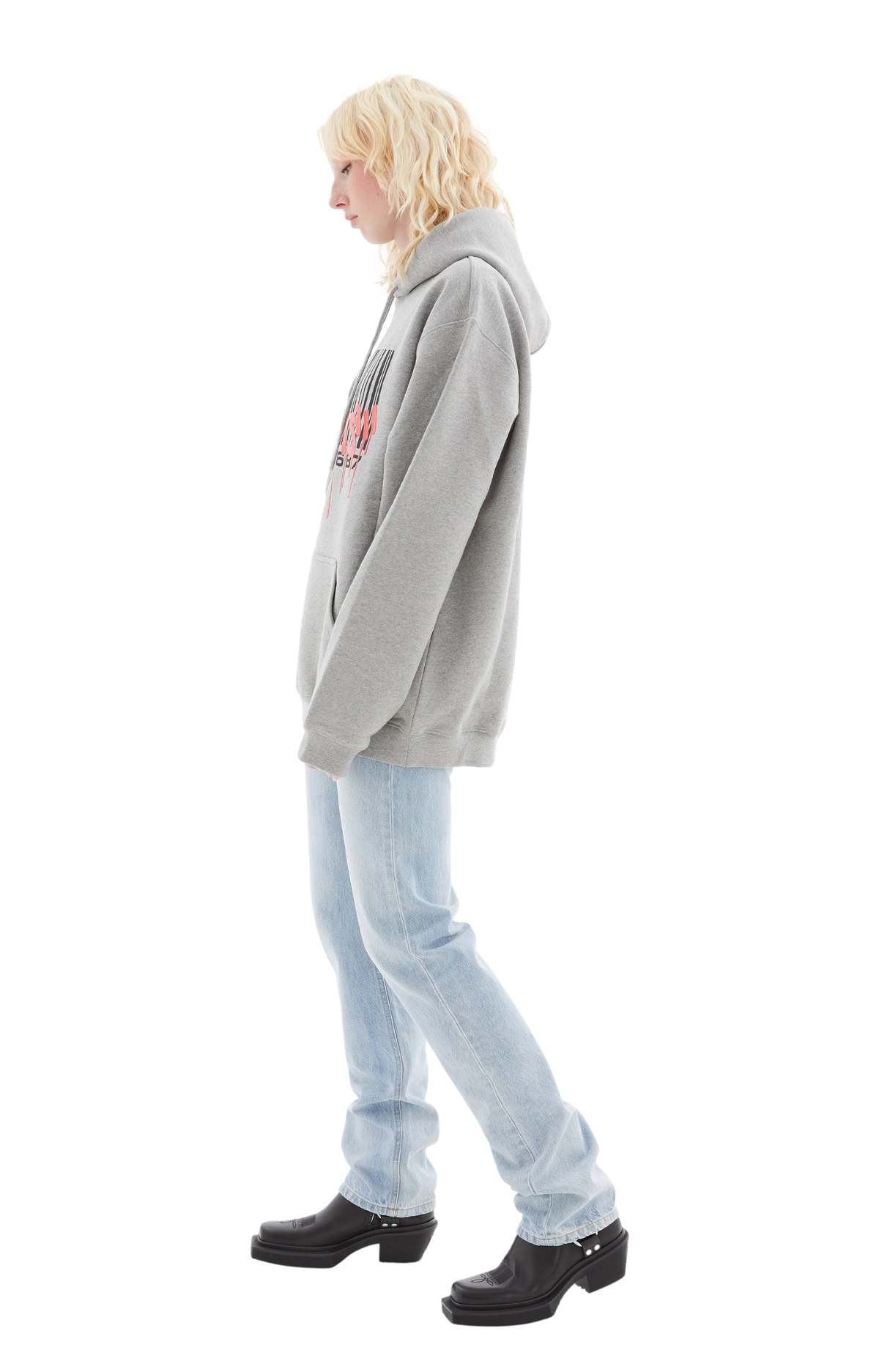 VTMNTS Graffiti Big Barcode Hoodie - Grey Melange | Garmentory