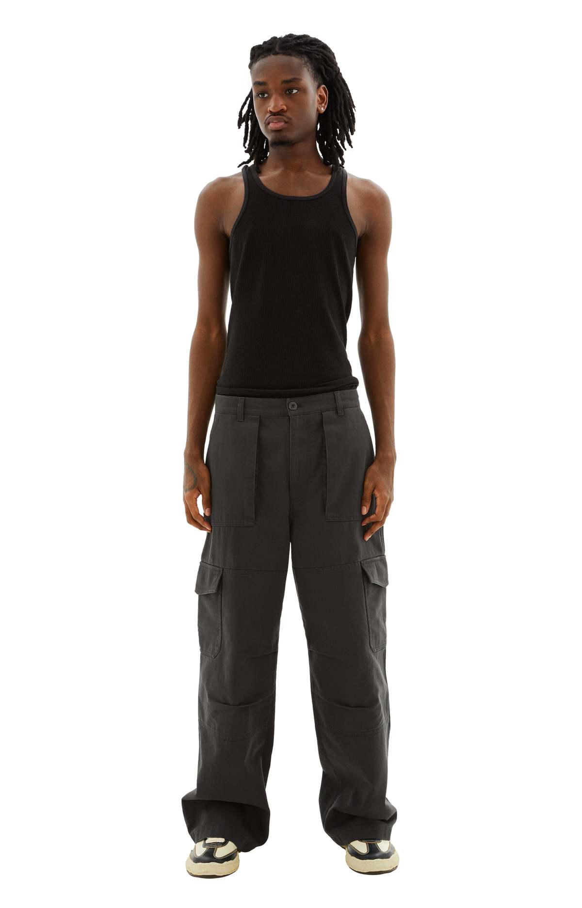 【奇抜なデザイン♪】Acne Studios Taupe Lyocell Cargo Pants Acne Studios - Cargo trousers - Charcoal Grey