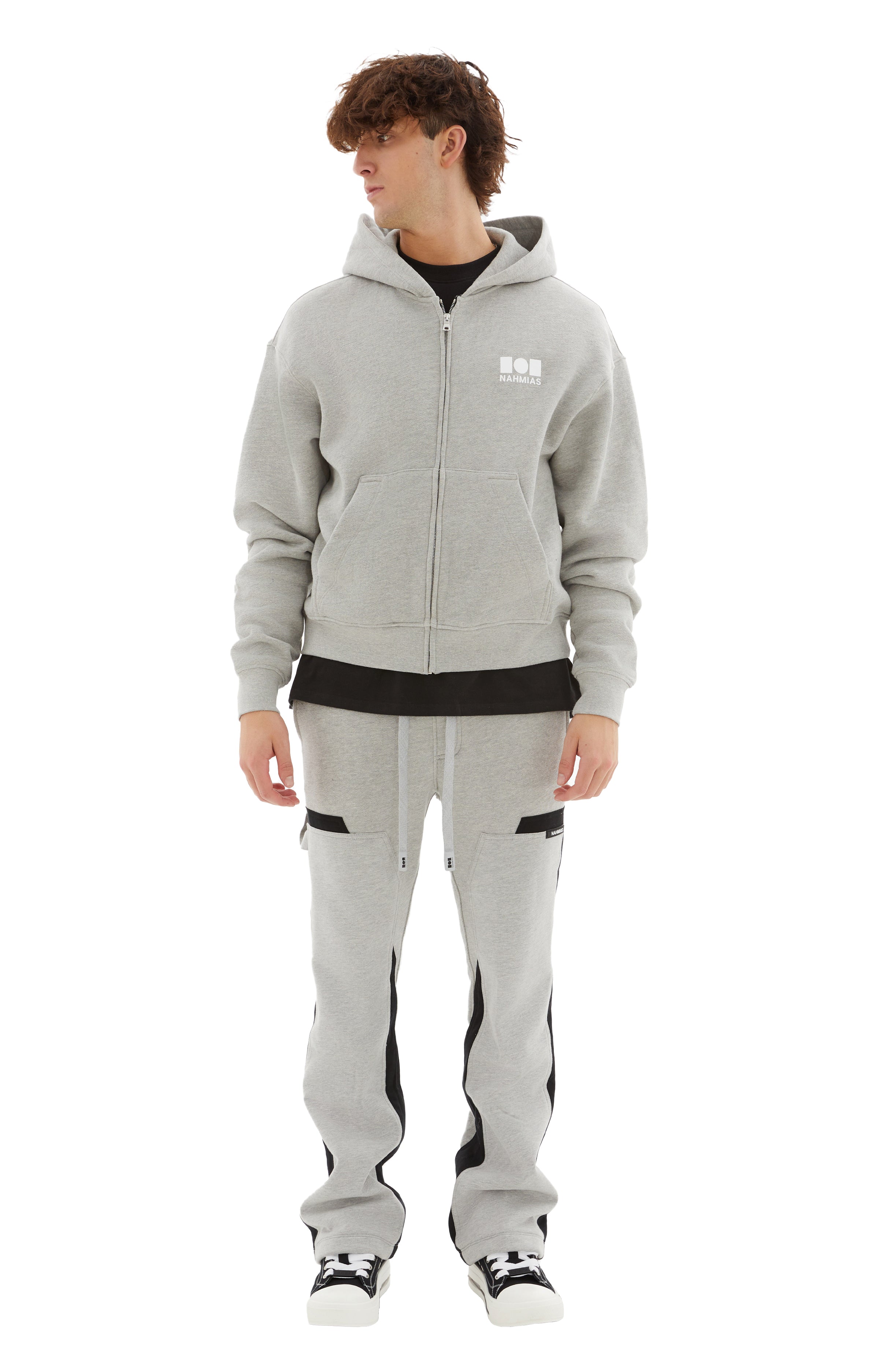 Nahmias Logo Zip-Up Hoodie - Grey | Garmentory