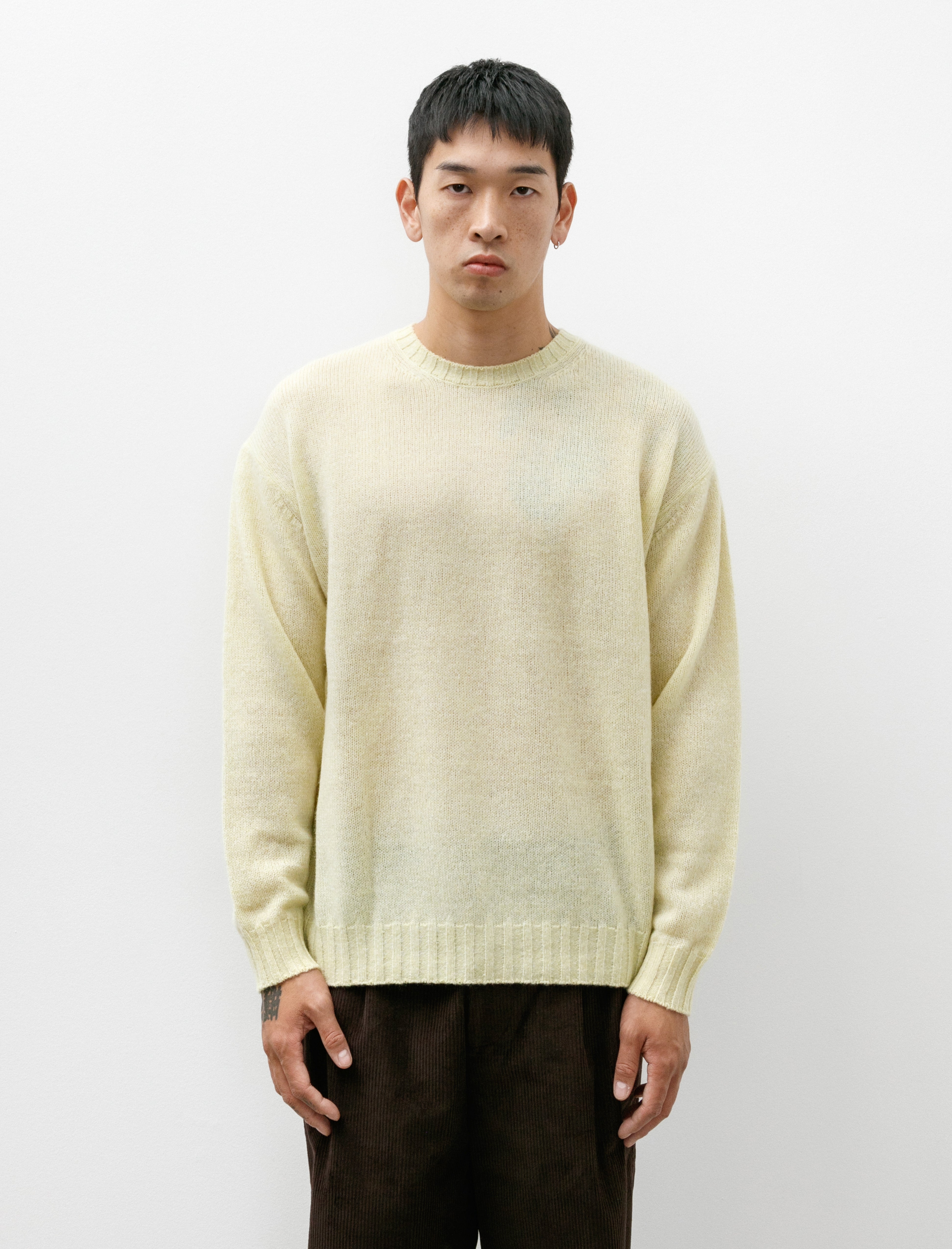 Auralee Shetland Wool Cashmere Pullover - Light Yellow | Garmentory