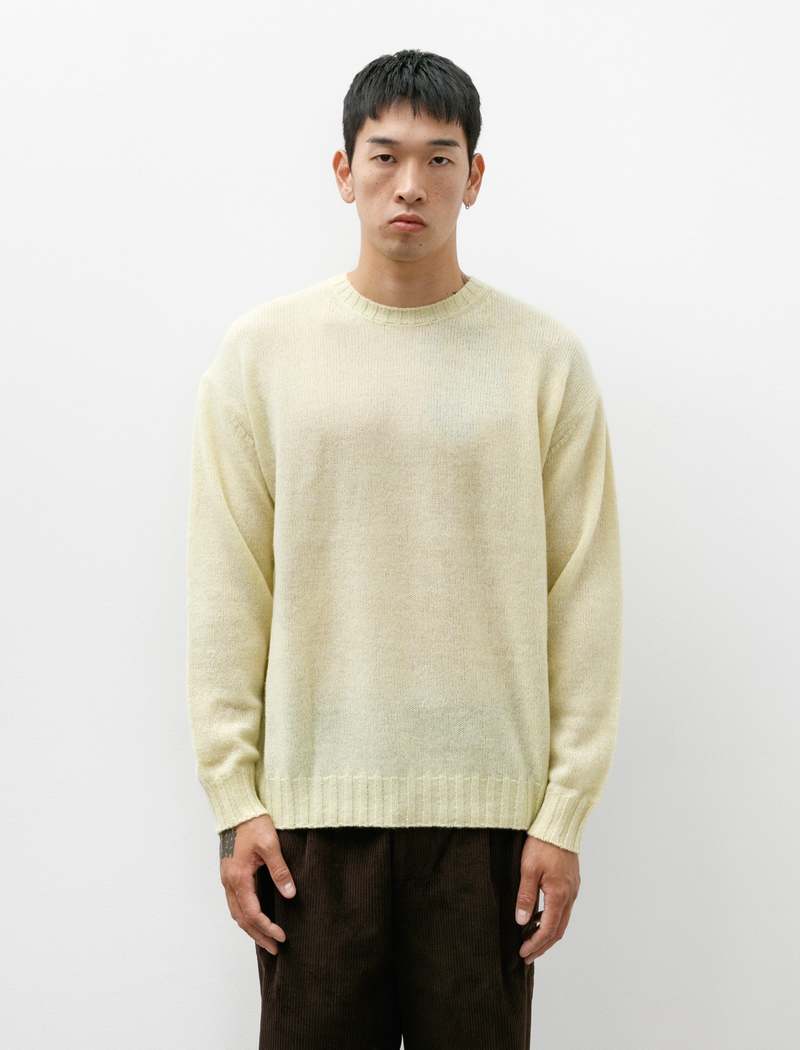 【AURALEE】SHETLAND WOOL CASHMERE KNIT Auralee Shetland Wool Cashmere Pullover - Light Yellow