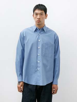 Auralee Washed Finx Twill Big Shirt - Blue | Garmentory