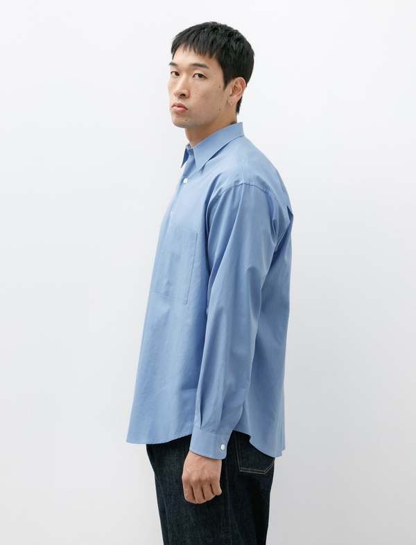 Auralee Washed Finx Twill Big Shirt - Blue | Garmentory