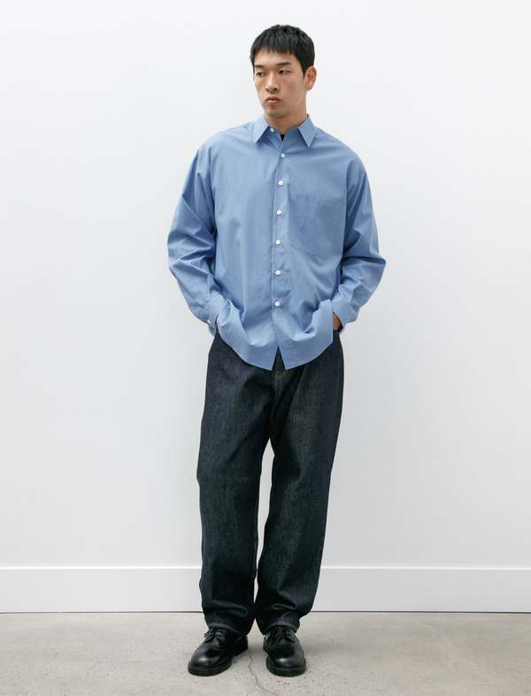 Auralee Washed Finx Twill Big Shirt - Blue | Garmentory