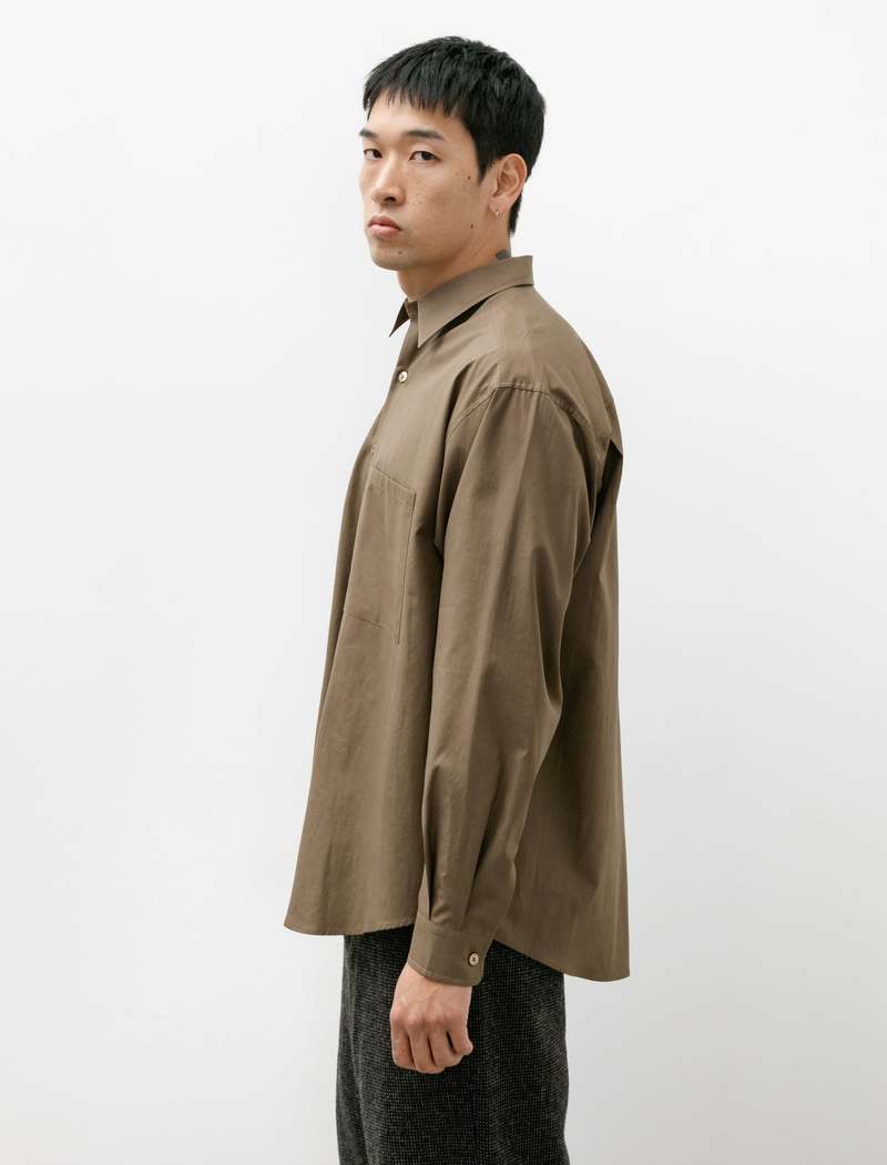 Auralee Washed Finx Twill Big Shirt - Brown | Garmentory