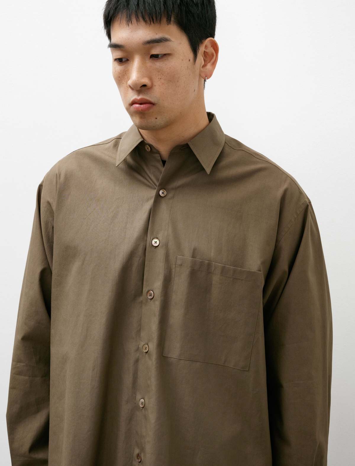 Auralee Washed Finx Twill Big Shirt - Brown | Garmentory